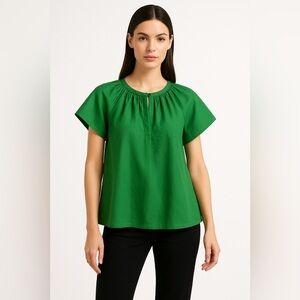 SUNCOO Paris Flutter Sleeve Blouse Lisa, Size T2 Medium,Viscose/Lyocell in Green